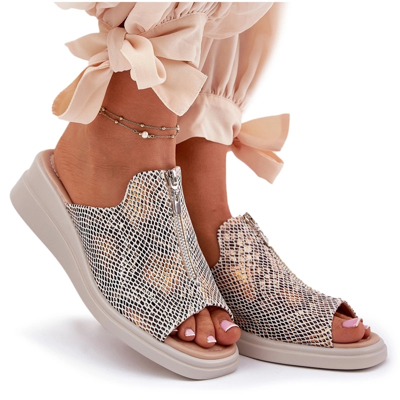 Nazouváky Na Klínku Se Zipem Zvířecí Vzor Jezzi Béžové 39