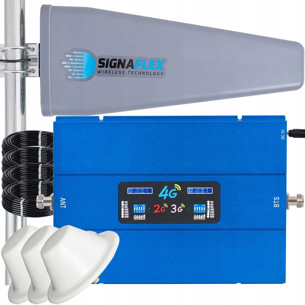 Sada zesilovače EGSM/4G Blue C10 T2 23dBi 10 m 3x houba