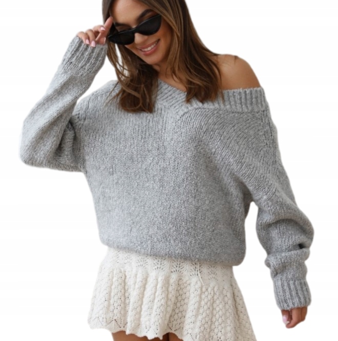 Cocomore Svetr 2 x Výstřih V Silnější Šedá