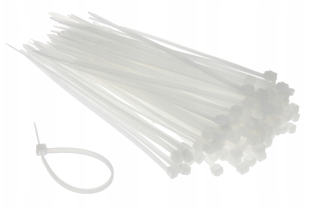 Zestaw 100 sztuk Opaski Zaciskowe Białe 3,6 x 250mm Neutral 25cm Mocne