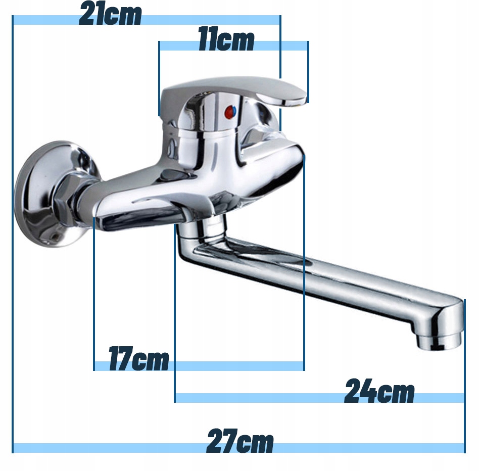 BATERIA ZLEWOZMYWAKOWA KUCHENNA UMYWALKOWA KRAN NAŚCIENNA OBROTOWA WYLEWKA Kolor srebrny