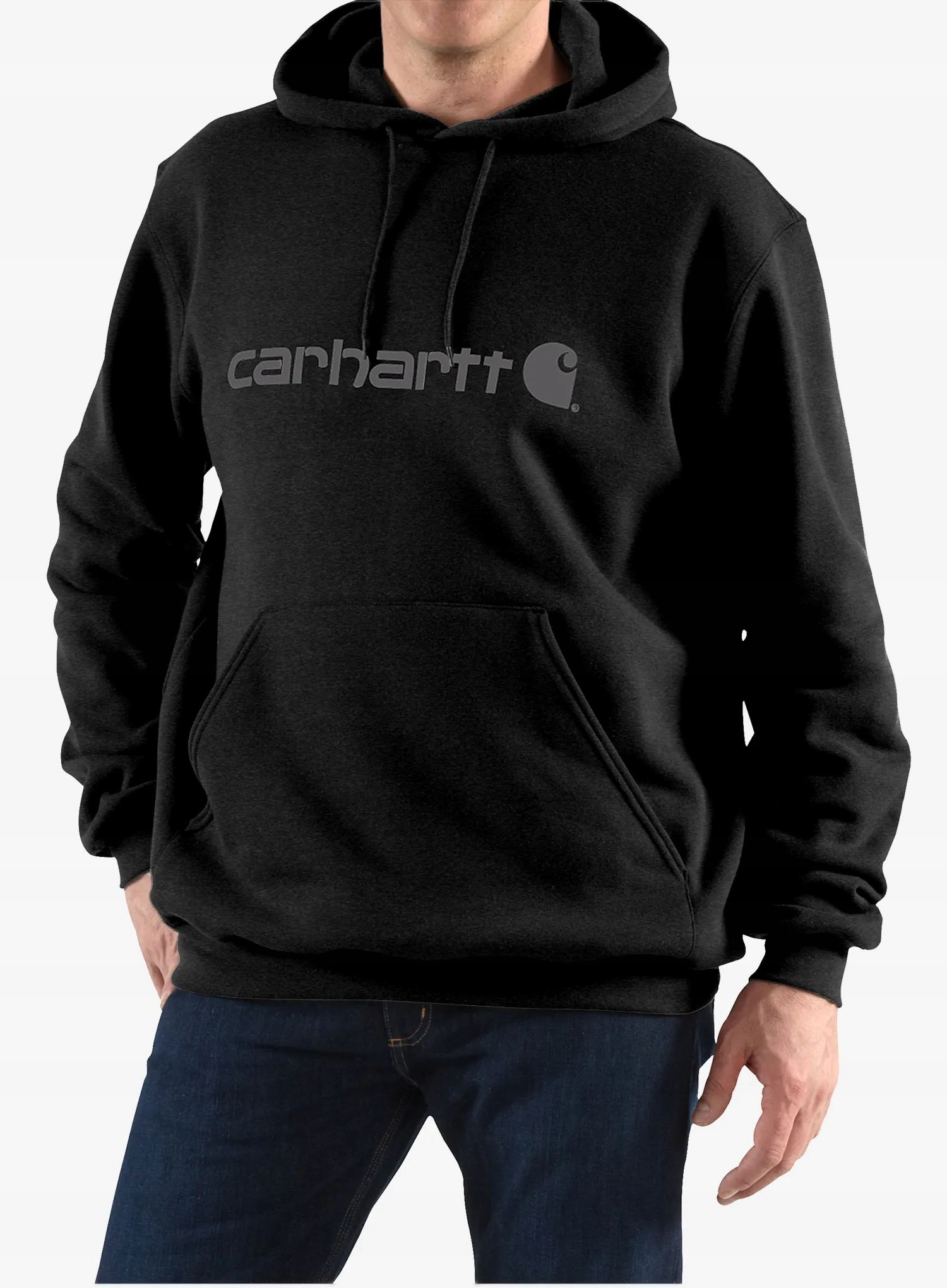 Mikina s kapucí Carhartt Marquette Logo Sweatshirt černá/šedá L