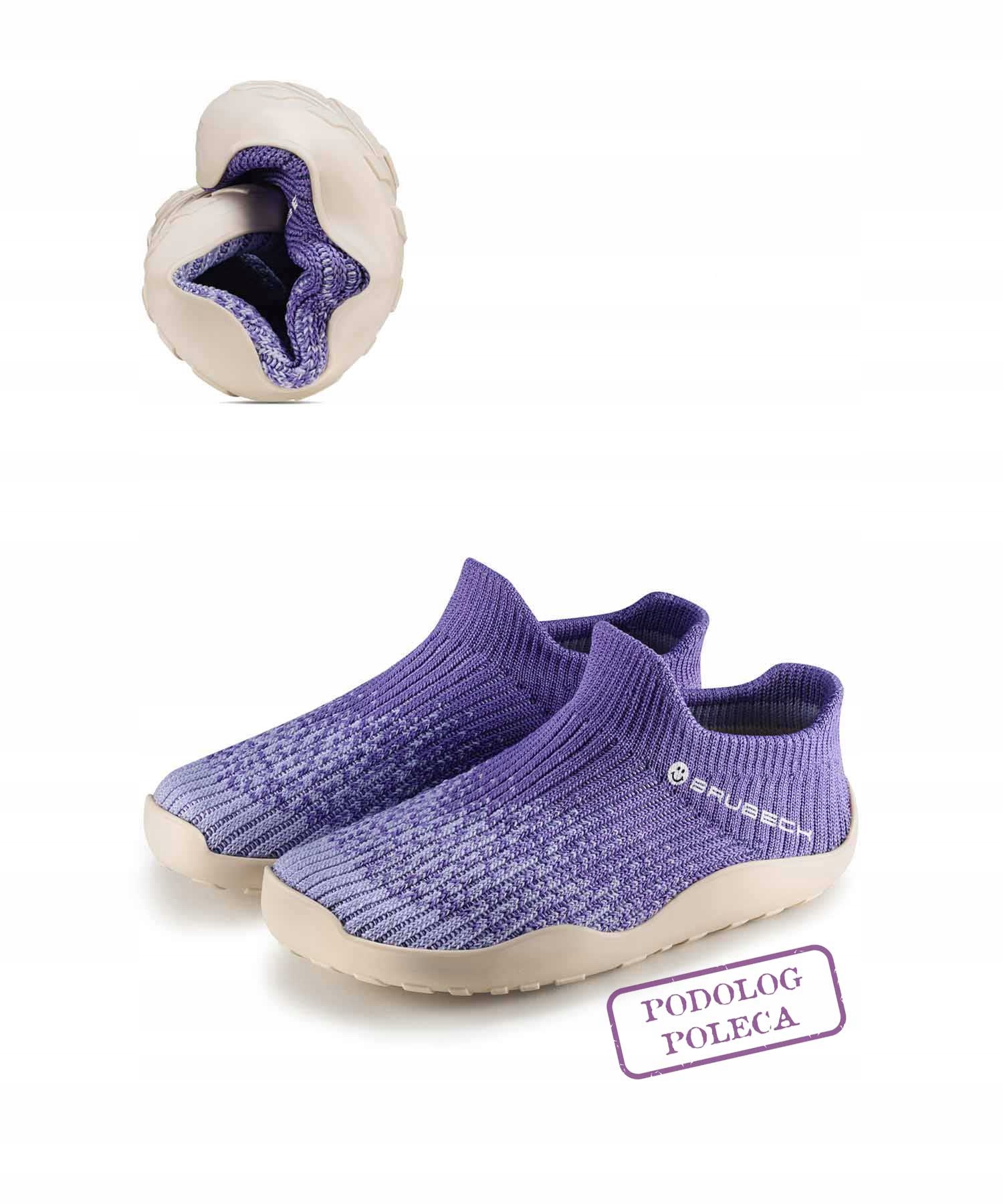 Dziecięce buty minimalistyczne Brubeck Barefoot fioletowy/kremowy 24
