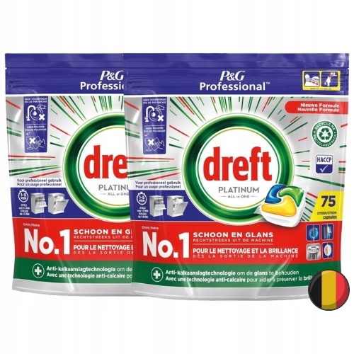 Dreft Platinum Lemon Tabletki do Zmywarki 2x75 szt 150 szt (Belgia)