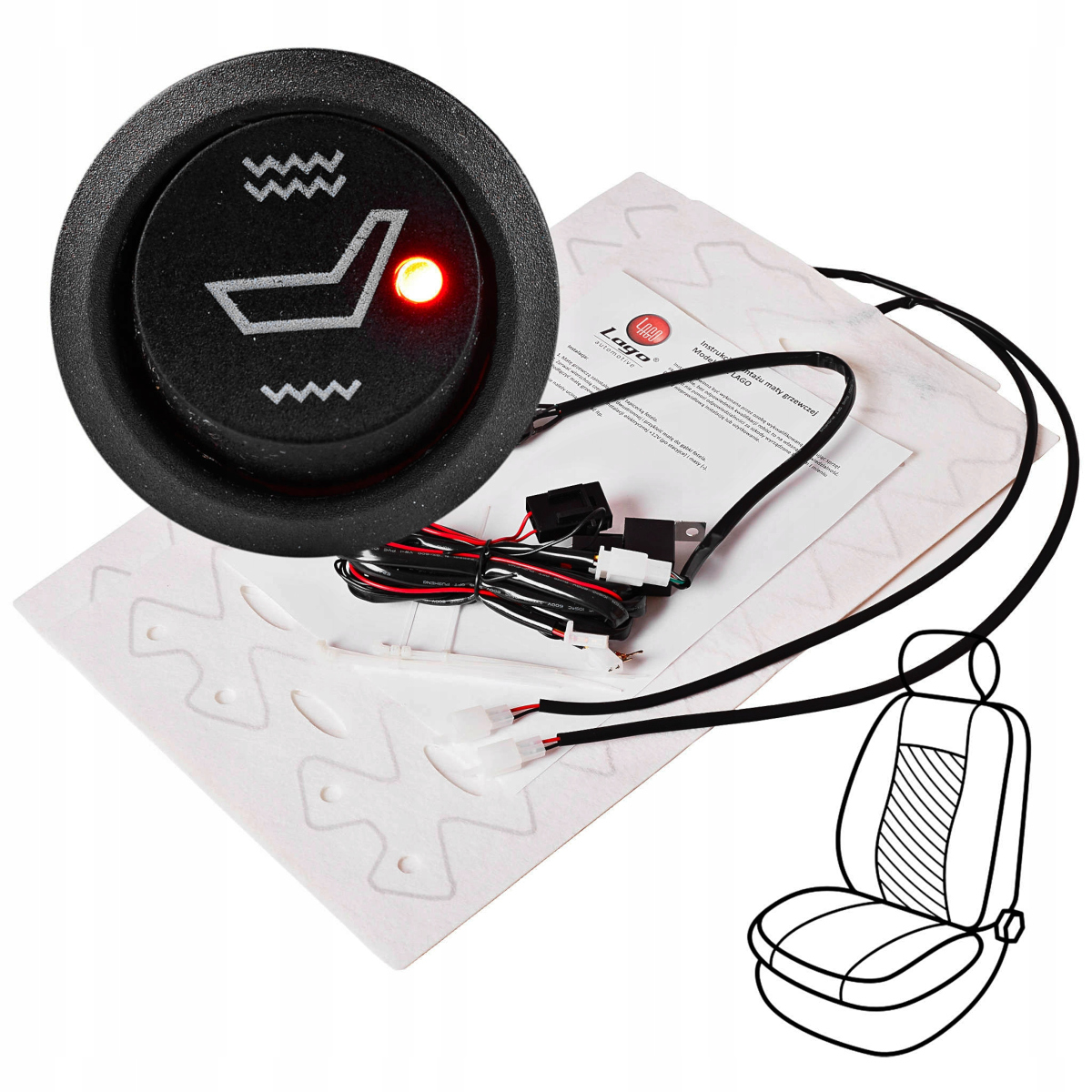 Vyhřívací Podložka pod čalounění rohože Sada na Křeslo 12V 60W Vyhřívaná