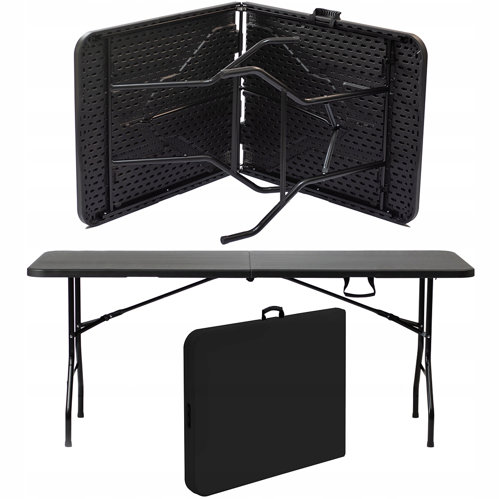 STÓŁ OGRODOWY ROZKŁADANY CATERINGOWY SKŁADANY TURYSTYCZNY 180x74cm czarny