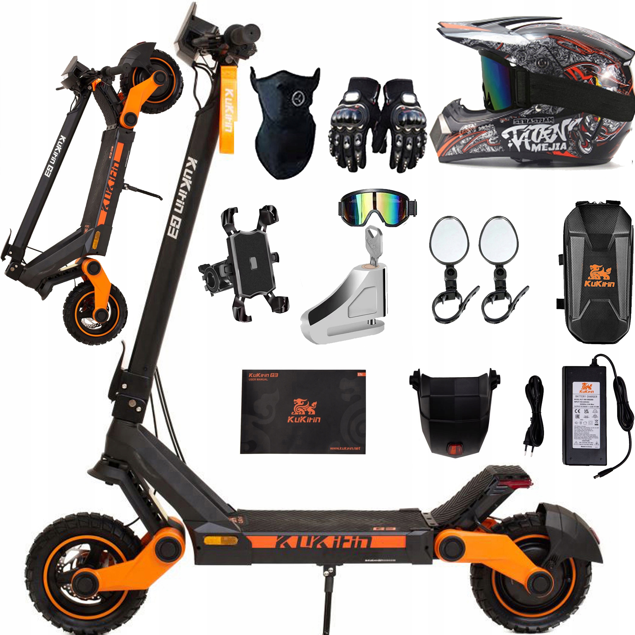 Skládací elektrické vozidlo KuKirin G3 1450W 52V 18,2AH 50km/h 63km 10" Pl