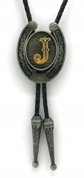 Kravata country western bolo podkova s iniciálou J (Jan, Janusz, Jerzy, Jurek)