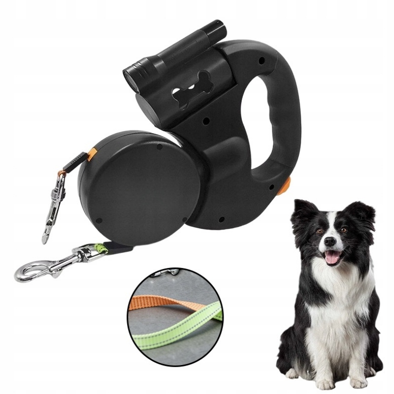 Dvojitá Vodítko Pro Psa Kočku Nastavitelná S Pojistkou Svítilna 3M