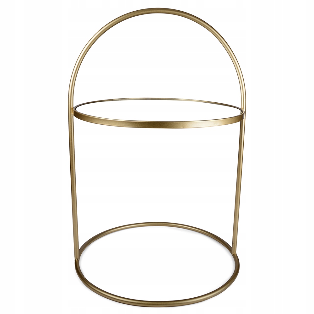 Zrcadlový Kávový Stolek Deska zlatá matná, průměr 42 cm