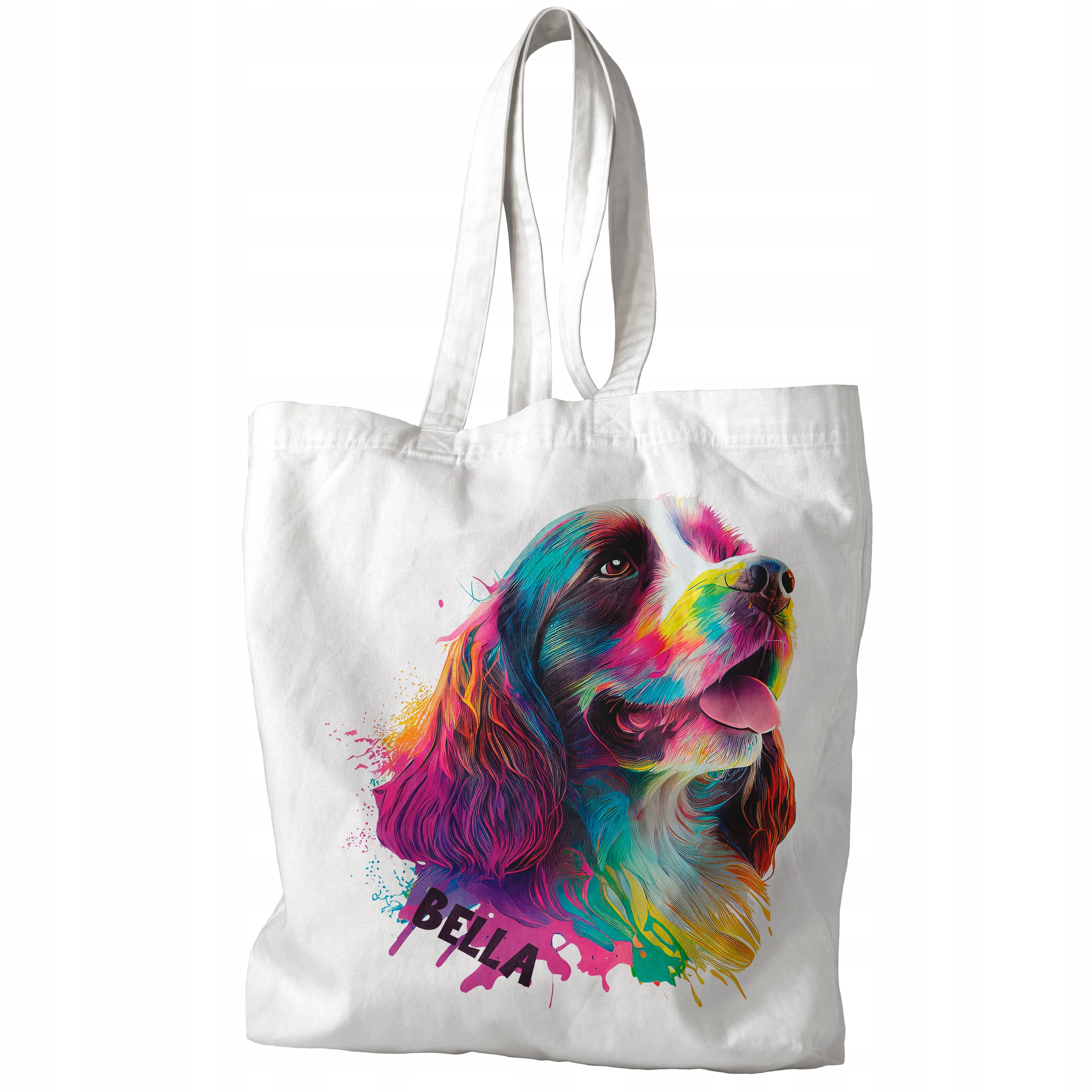 TORBA PIES SPANIEL EFEKT 3D IMIE PREZENT Materiał bawełna