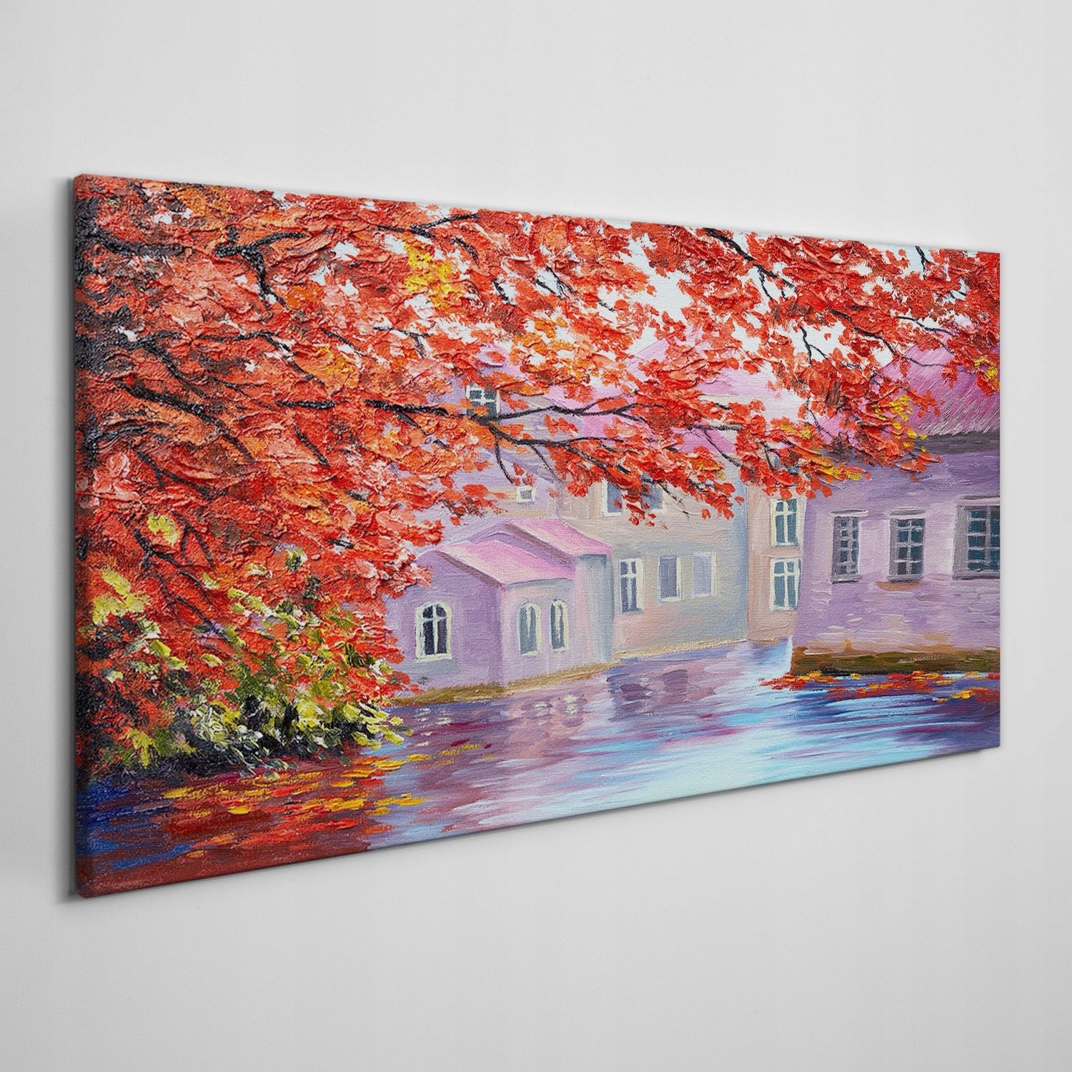 

Obraz na płótnie Malarstwo drzewo domy 100x50 cm