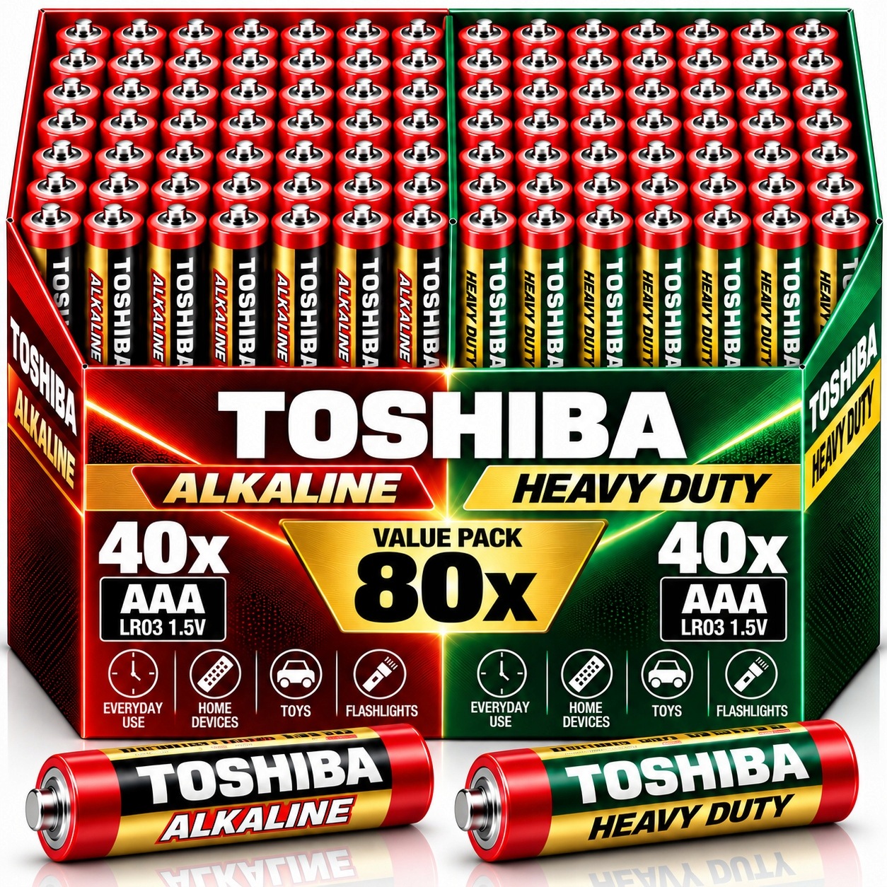 80x Baterie Aaa Bateria Alkaiczne LR6 R6 Heavy Duty Paluszki Zestaw Mocne