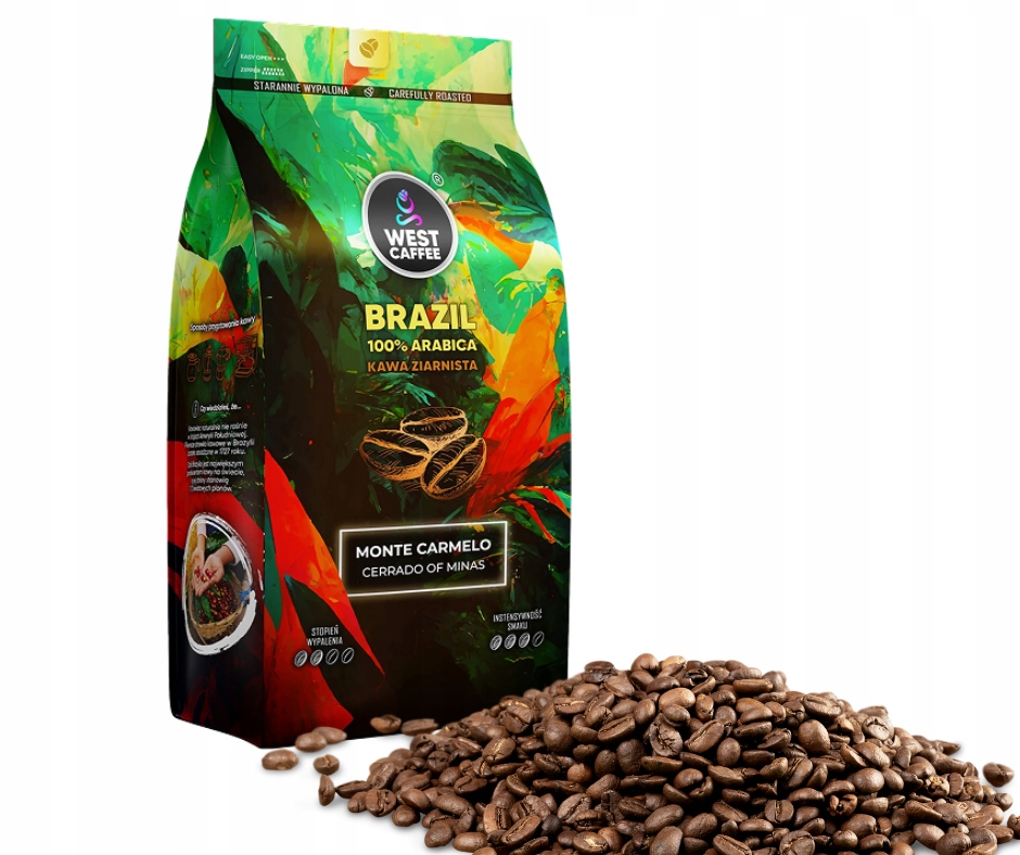 Káva zrnková West Caffee Brazílie 1 kg Čerstvě pražená 100% Arabica