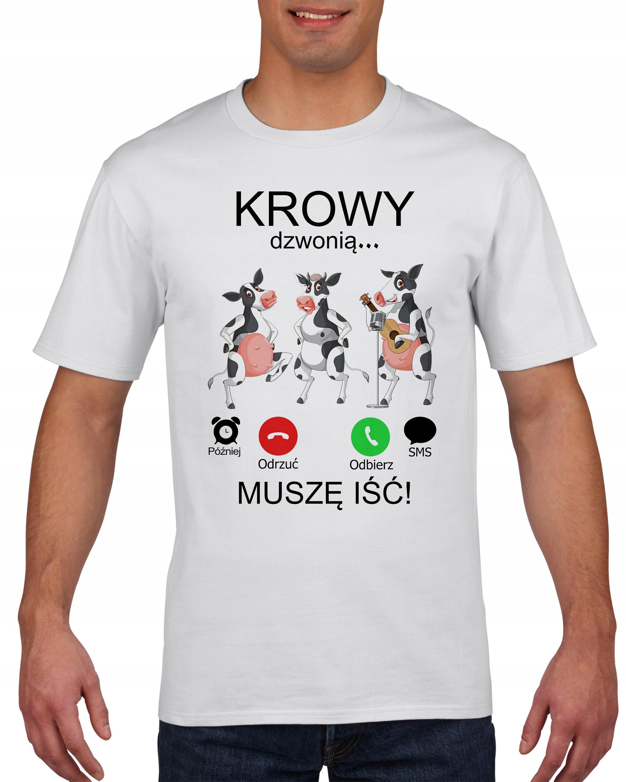 

Koszulka męska Muszę Iść Krowy Dzwonią L