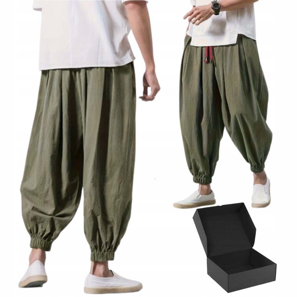 Spodnie Szarawary, Pumpy, Zielone – 100% Bawełna, przewiewne, Joga MenVero