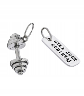 Přívěsky na řetízek – činka a Síla Je Žena