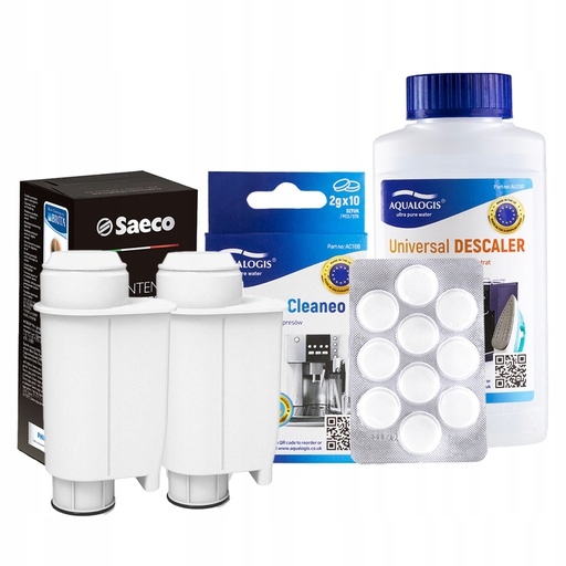 Odvápňovač UniDec 250 ml tablety 2 x filtr do kávovaru Saeco intenza+