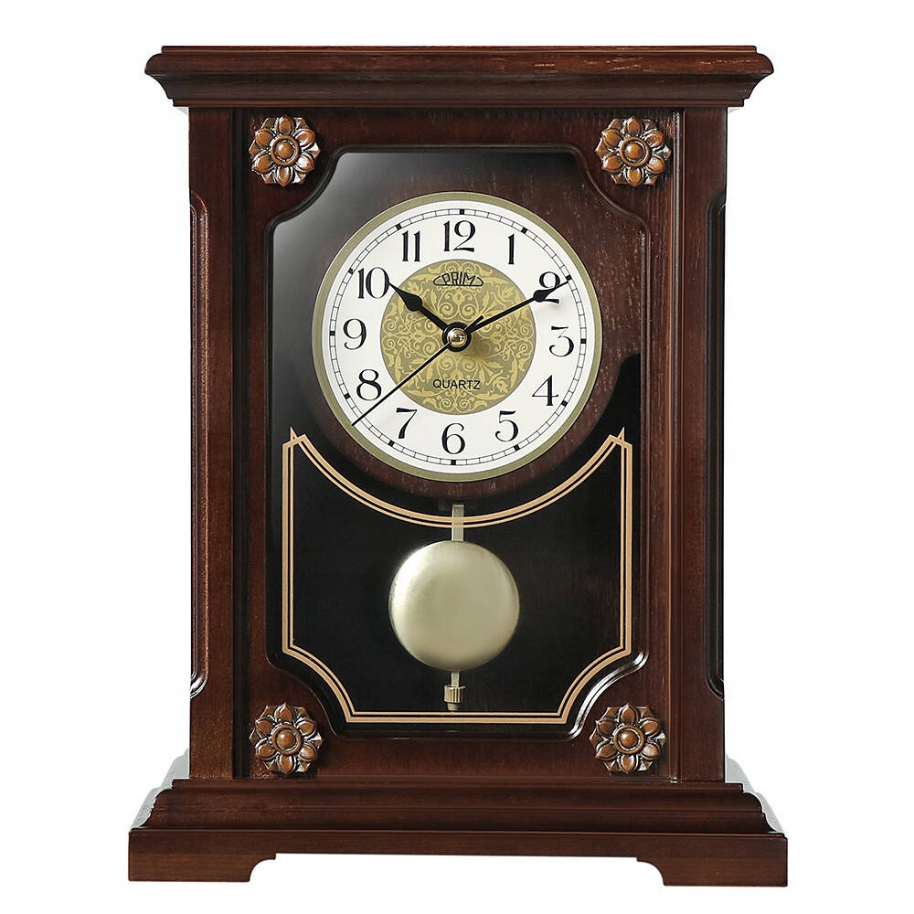 Drevené Zdobené Stolové Krbové Hodiny Prim E08P.4314.54 24x31 cm