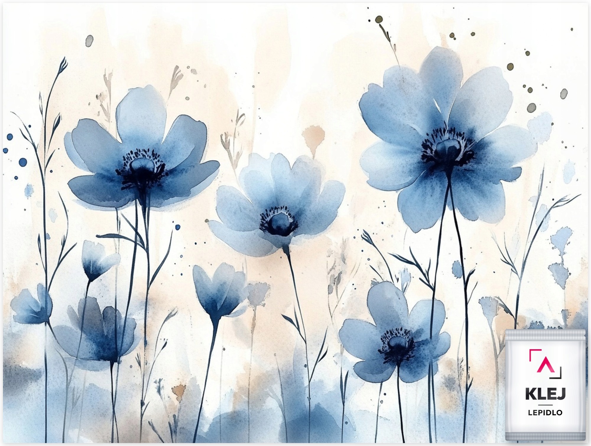 Fototapeta Flizelina Akvarel Příroda Flora Modré Květy 416x254 130g