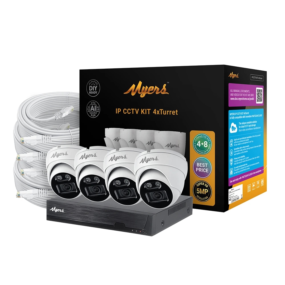 PoE kamerový set 8 portů, 5 Mp, 4x turret Myers