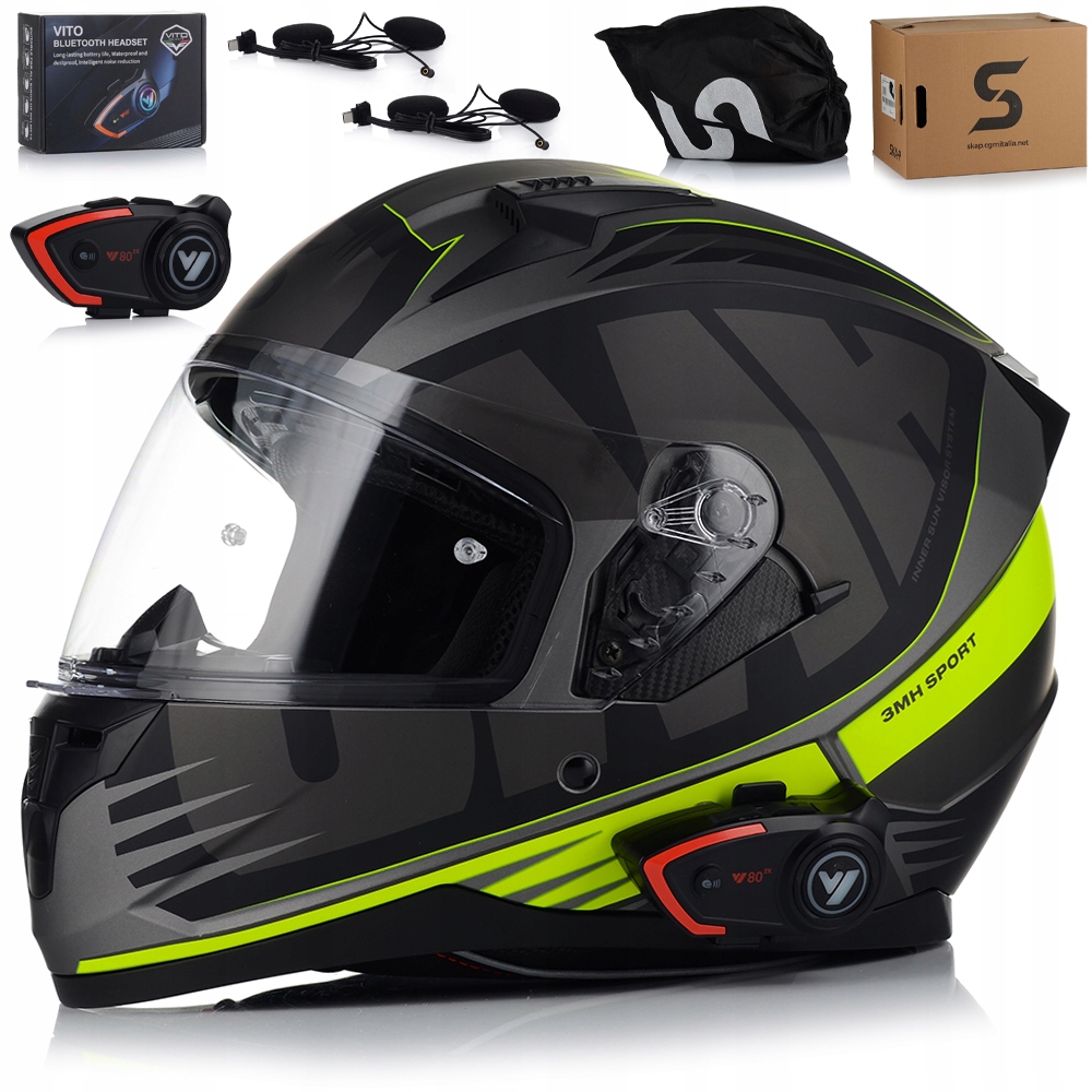 Motocyklová Prilba Ska-p 3MHA Fluo Mat Systém Pinlock Clona Interkom