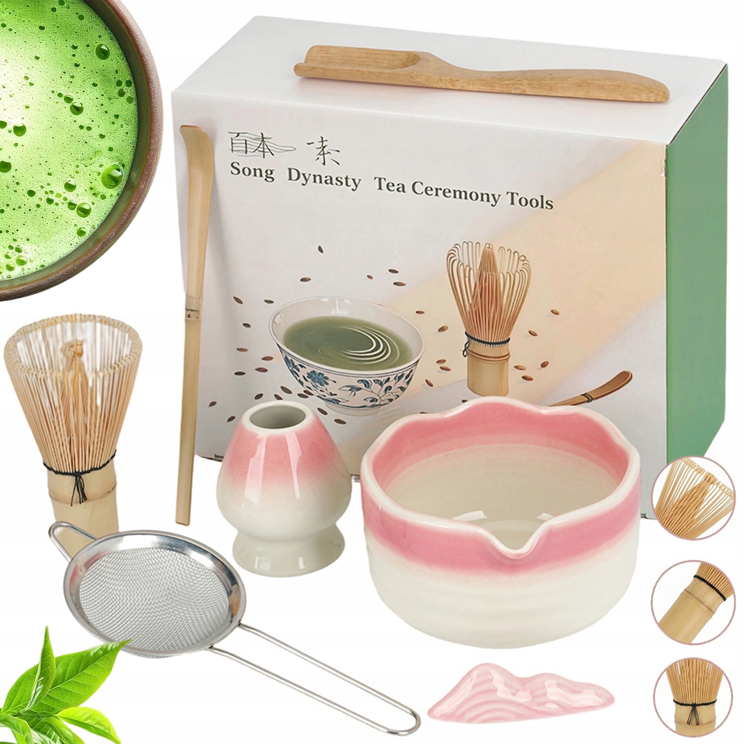 Zestaw Do Matchy 7W1 Ceramiczny Czarka Miotełka Łyżeczka Do Herbaty Matcha