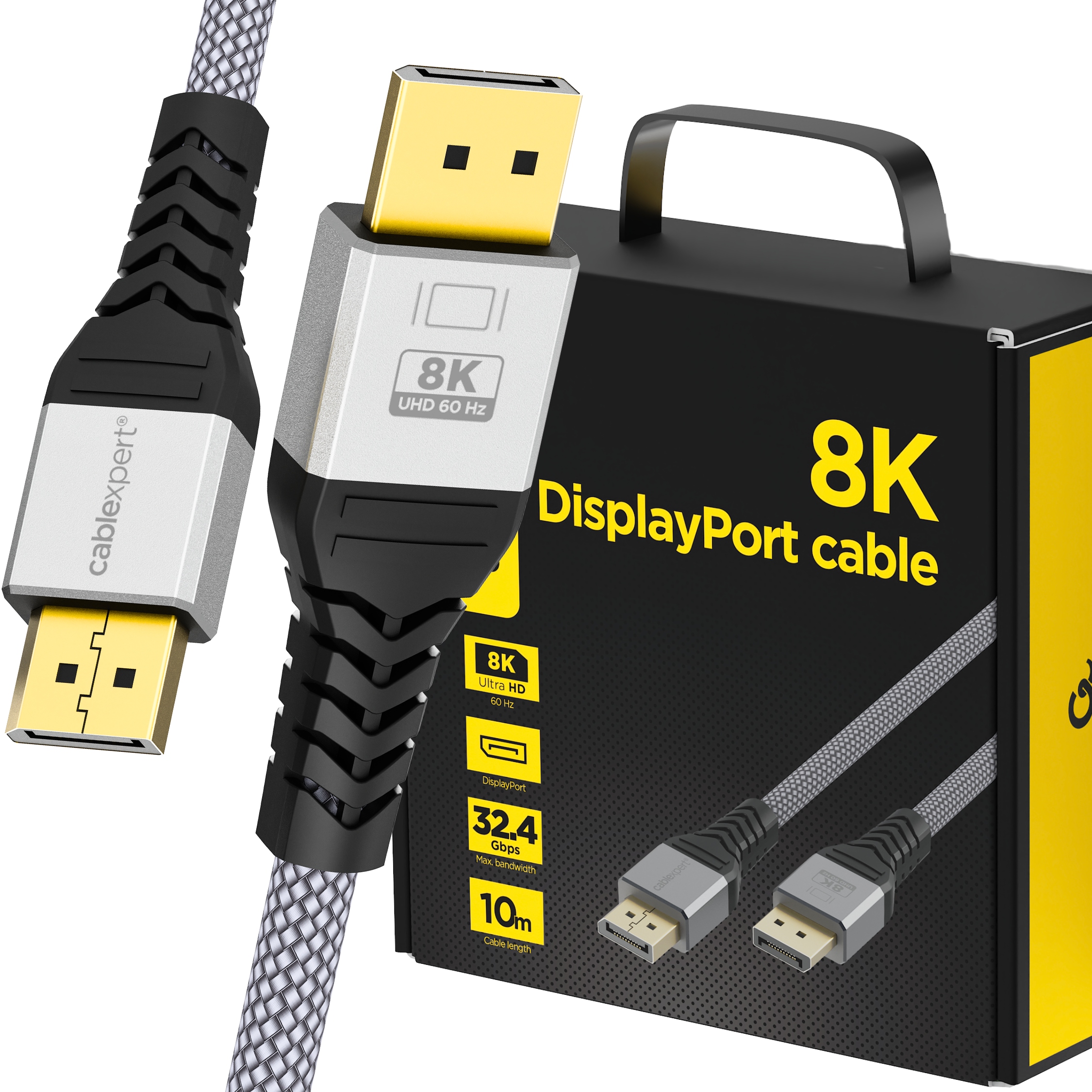 Kabel Displayport 1.4 Dp 8K Uhd 60Hz 4K 120Hz Fhd Hdr 240Hz 32,4 Gb/s 10M