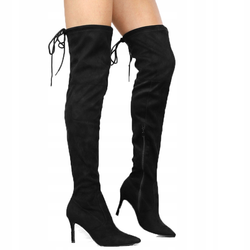 

Czarne kozaki za kolano szpilka szpic K99105-1 r37