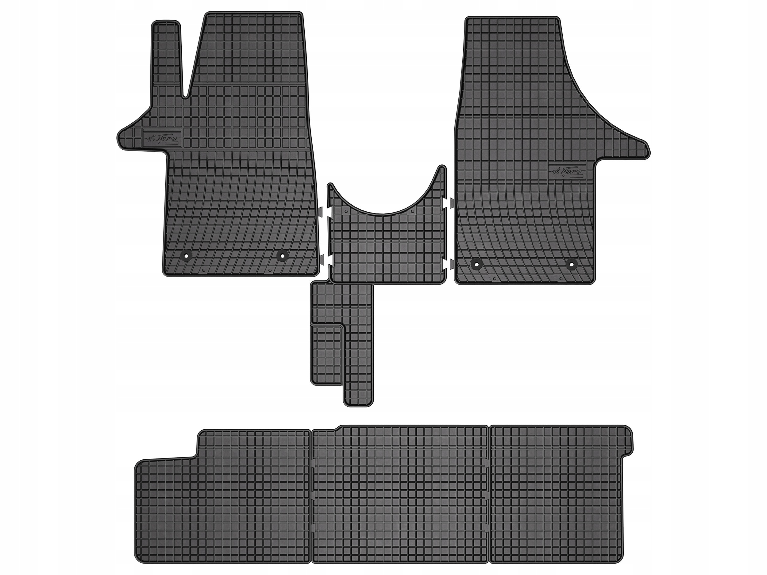 Dywaniki gumowe Vw Transporter T5 2003-2015 7-os. komplet 6 szt. SolidPRO