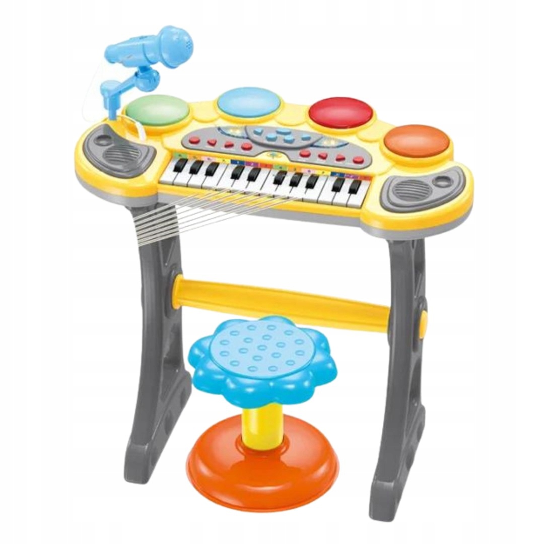 ELEKTRONICZNE ORGANY ZESTAW MIKROFON KRZESEŁKO EFEKTY ŚWIETLNE FORTEPIAN Stan opakowania oryginalne