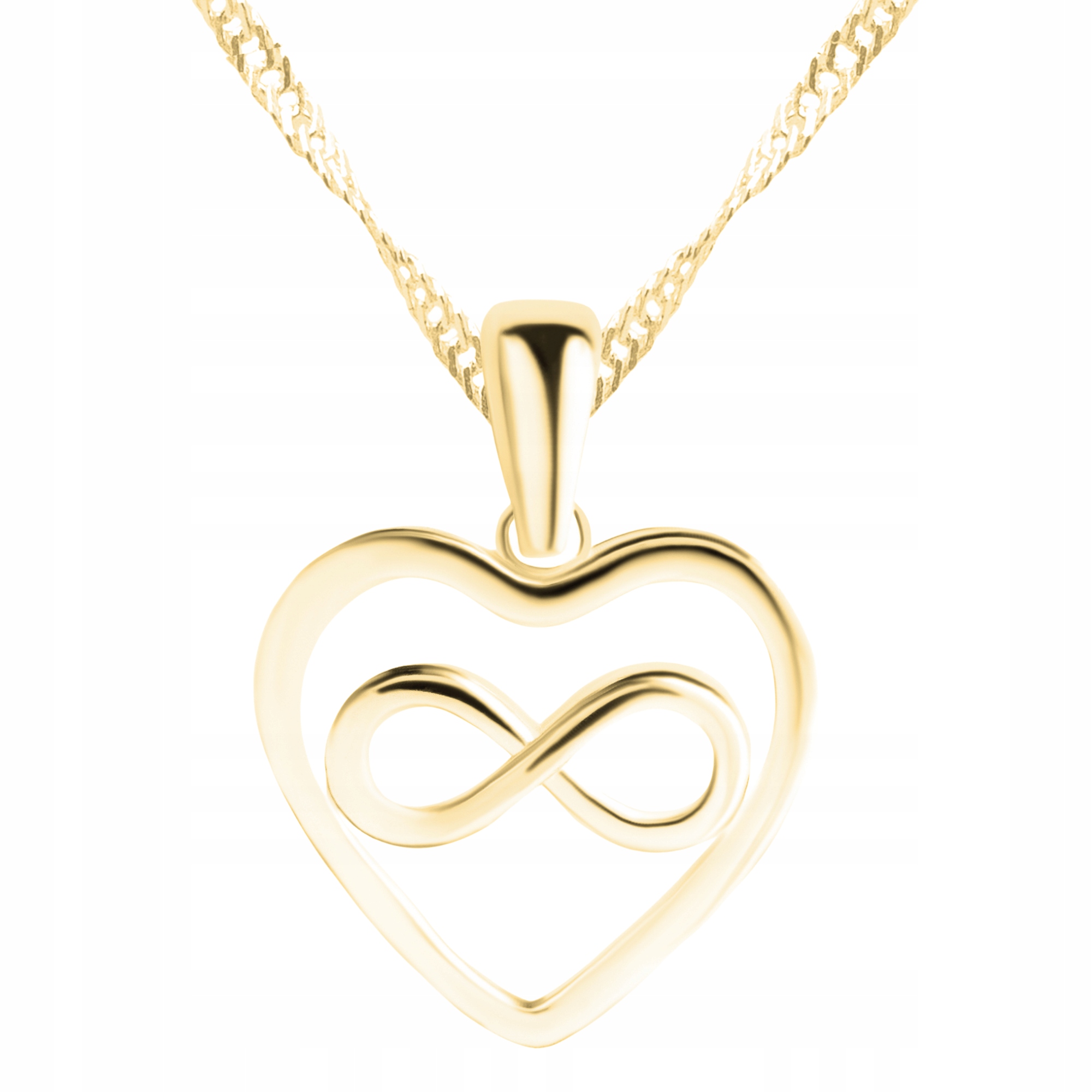 Náhrdelník Zlaté srdce s nekonečnem Srdcem Nekonečno stříbro 925