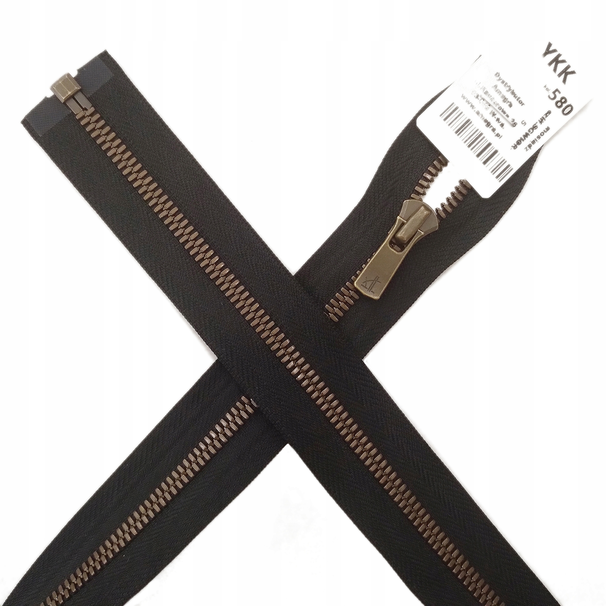 Ykk kovový zip pro rozvaděčovou bundu Broušený 80cm 580 mosaz