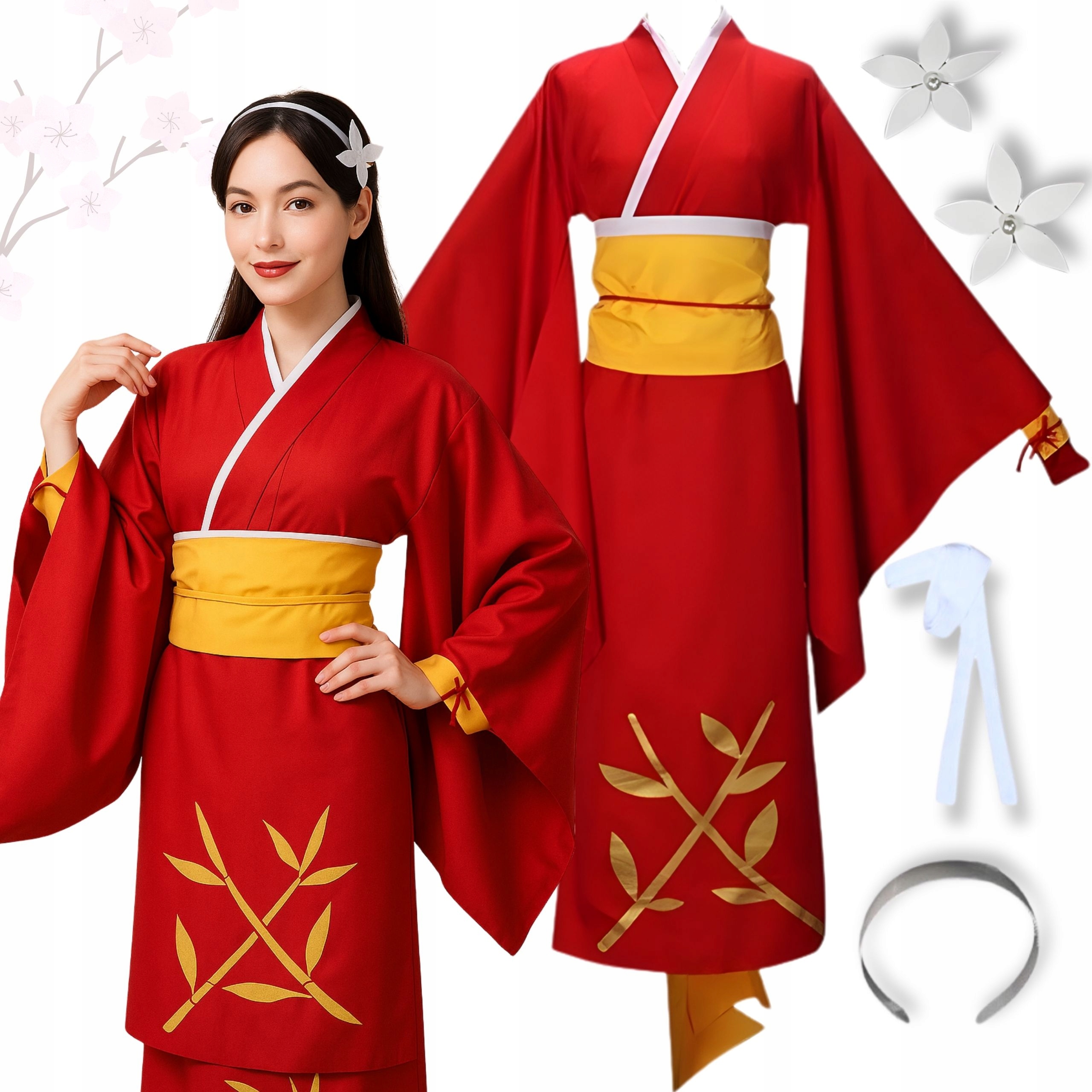 Kostým Kimono Japonka Tradiční Kostým Japonský Halloween 164-170 CM M