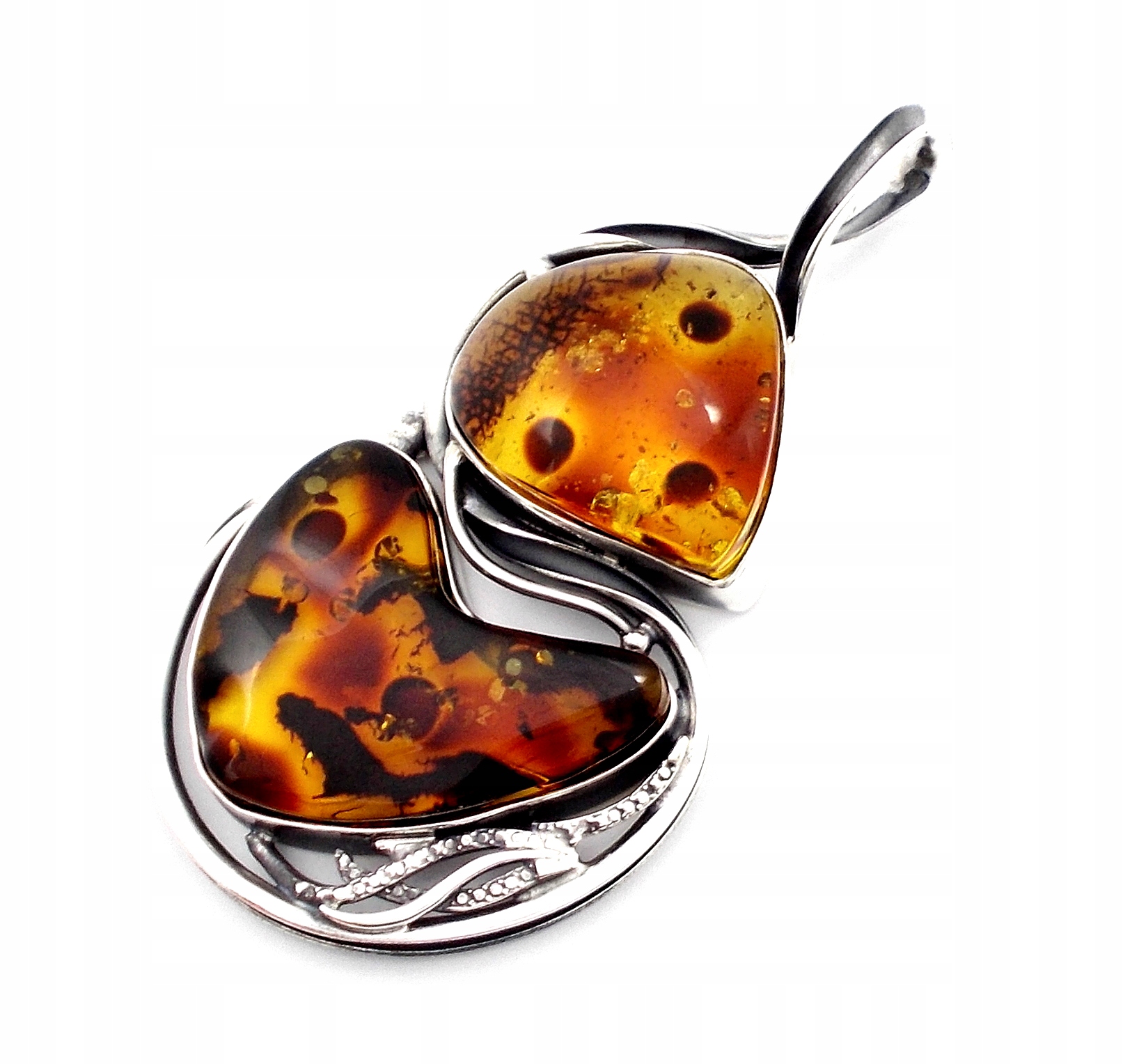 Přívěsek Stříbrný S Jantarem