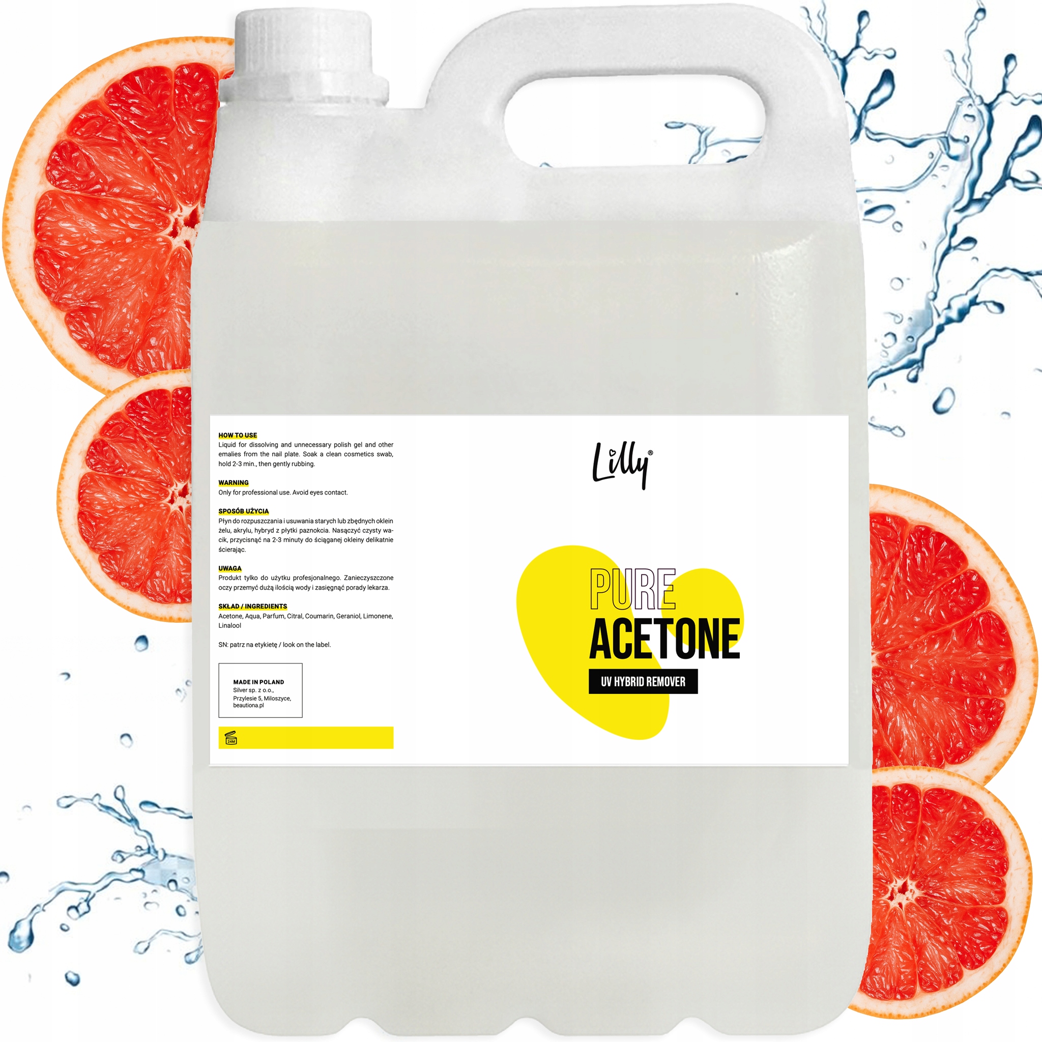 Aceton Odlakovač Na Nehty Pro Odstranění Hybridu 5000 ML Lilly Pachový
