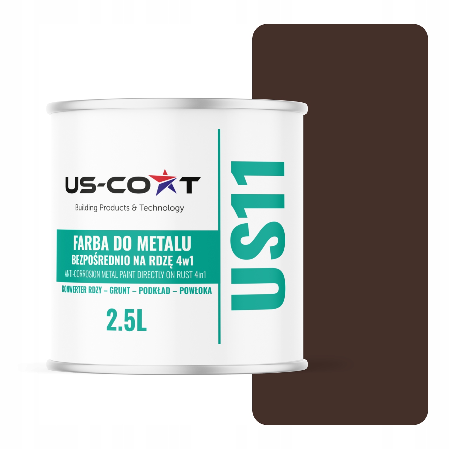 Antikorózna Farba Na Kov Na Čokoládovú Hrdzu, Bronz, Ral 8017, Lesk, 2,5 L