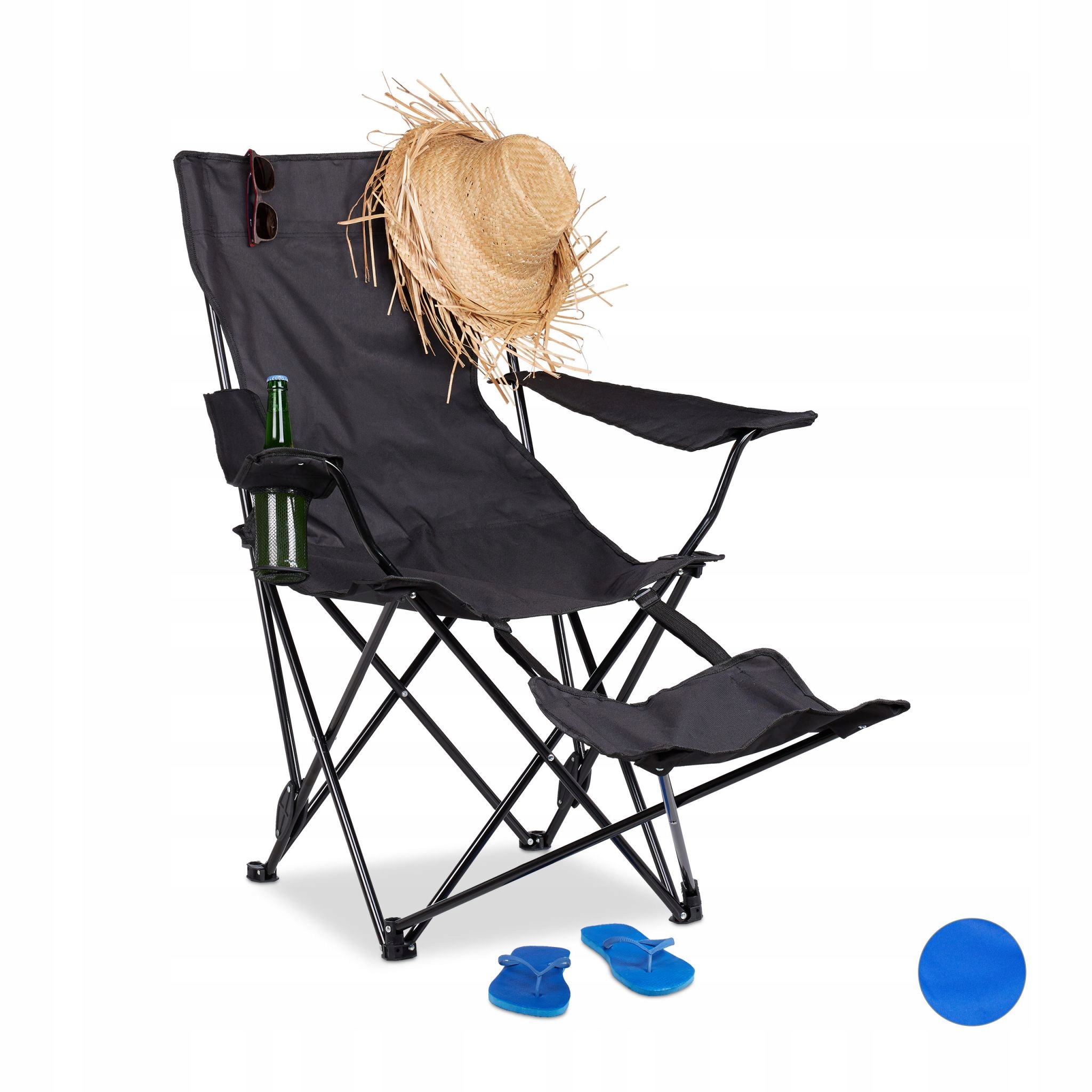 Turistická židle s opěradlem Relaxdays 10026482 černá