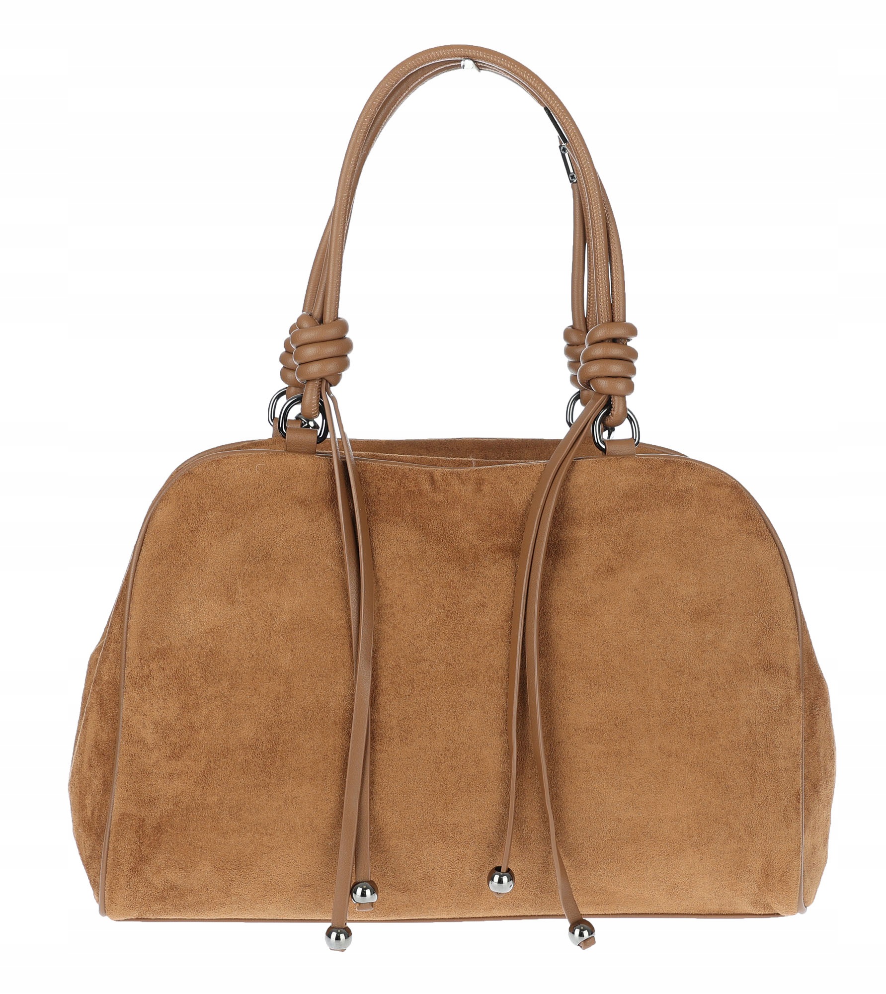 Dámská shopper kabelka prostorná módní semišová taška kufřík D715 Hnědá