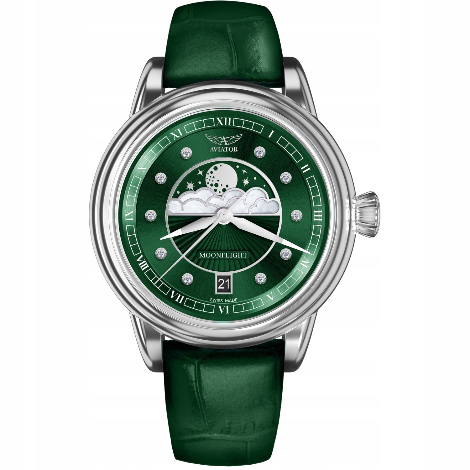 Dámské hodinky Aviator V.1.33.0.390.4 Pl zelené