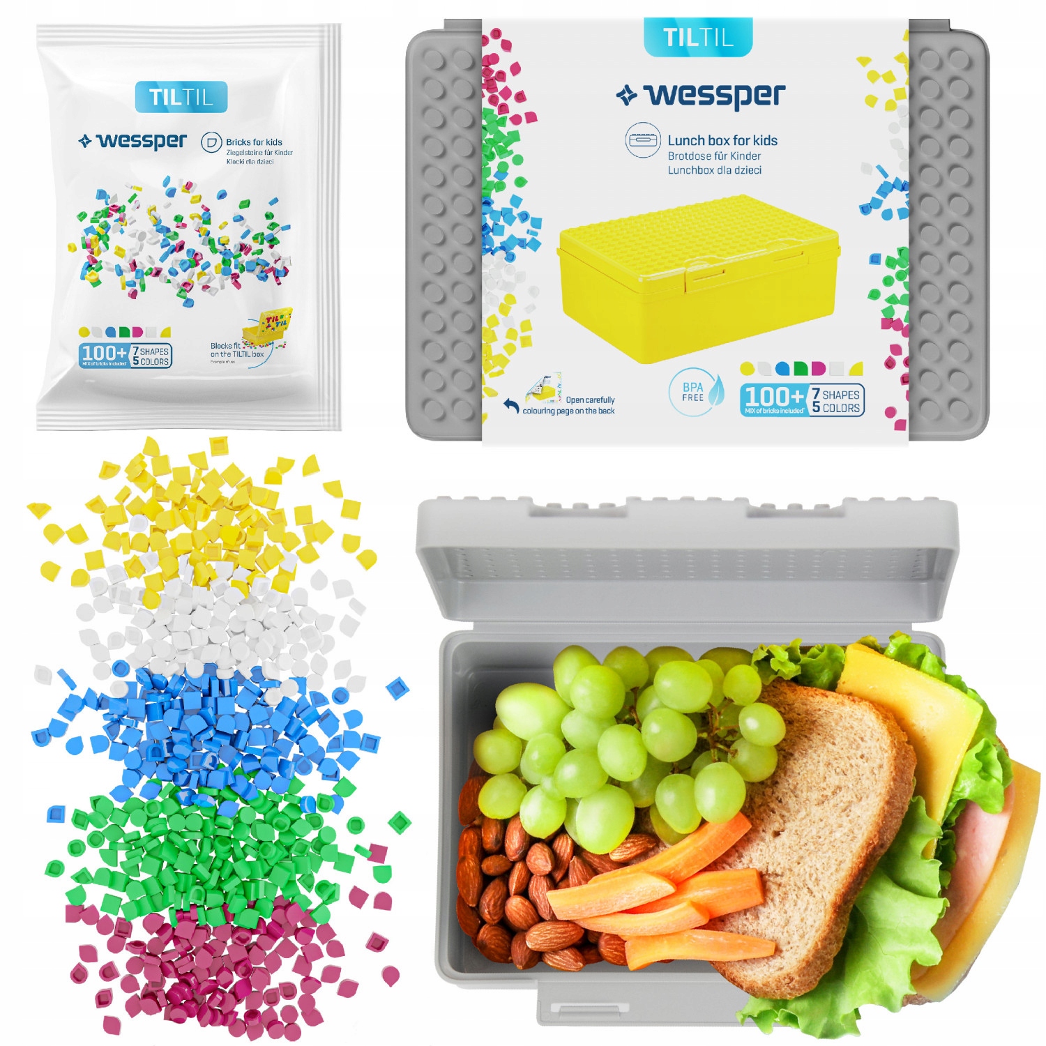 

Pojemnik Lunchbox Dla Dzieci Klocki Konstrukcyjne