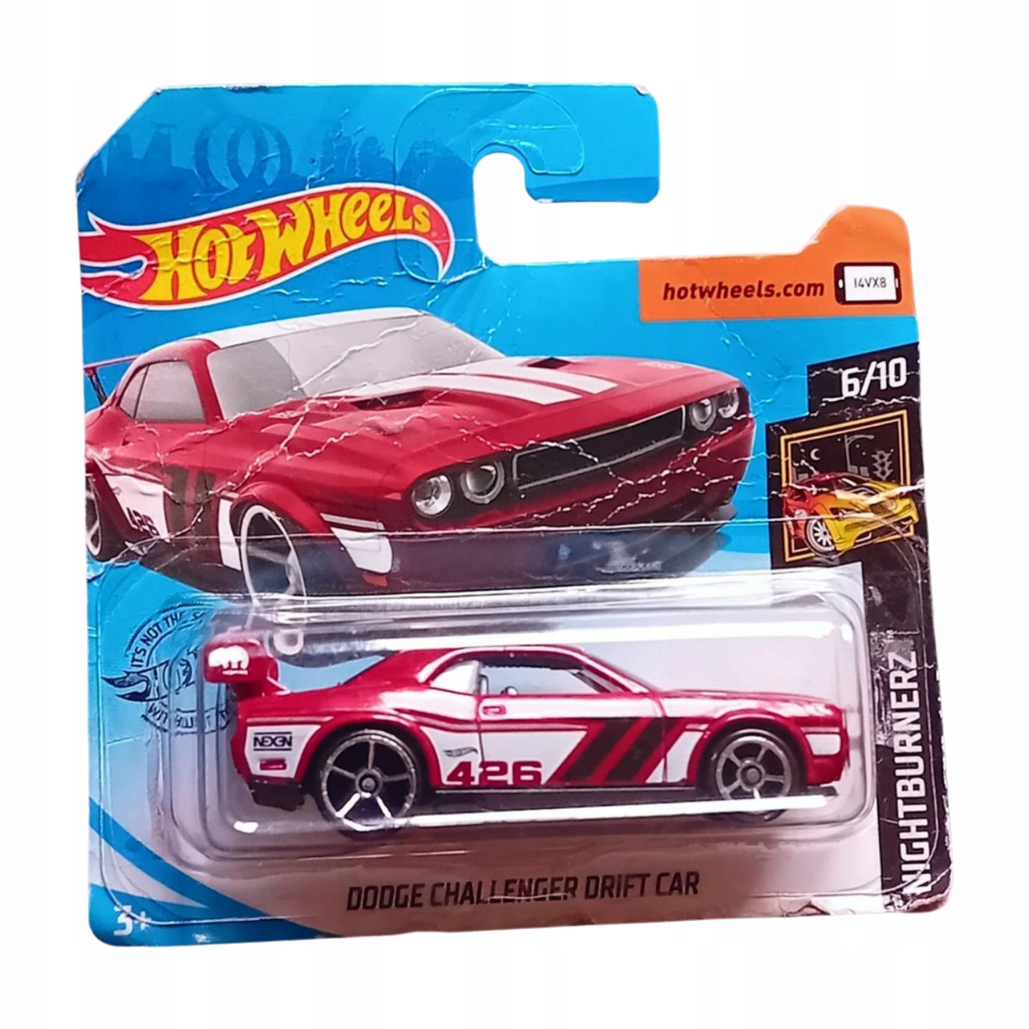 Hot Wheels. Model Dodge Challenger Drift Car - Nightburnerz. Mattel 2019r.