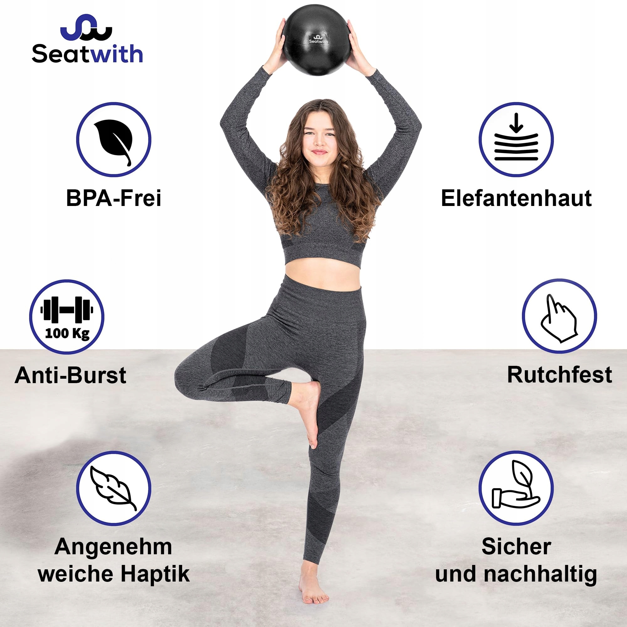 SEATWITH Piłka Do Jogi I Pilatesu 23cm Zestaw Z Torbą I E-Bookiem PDF — miniatura 5