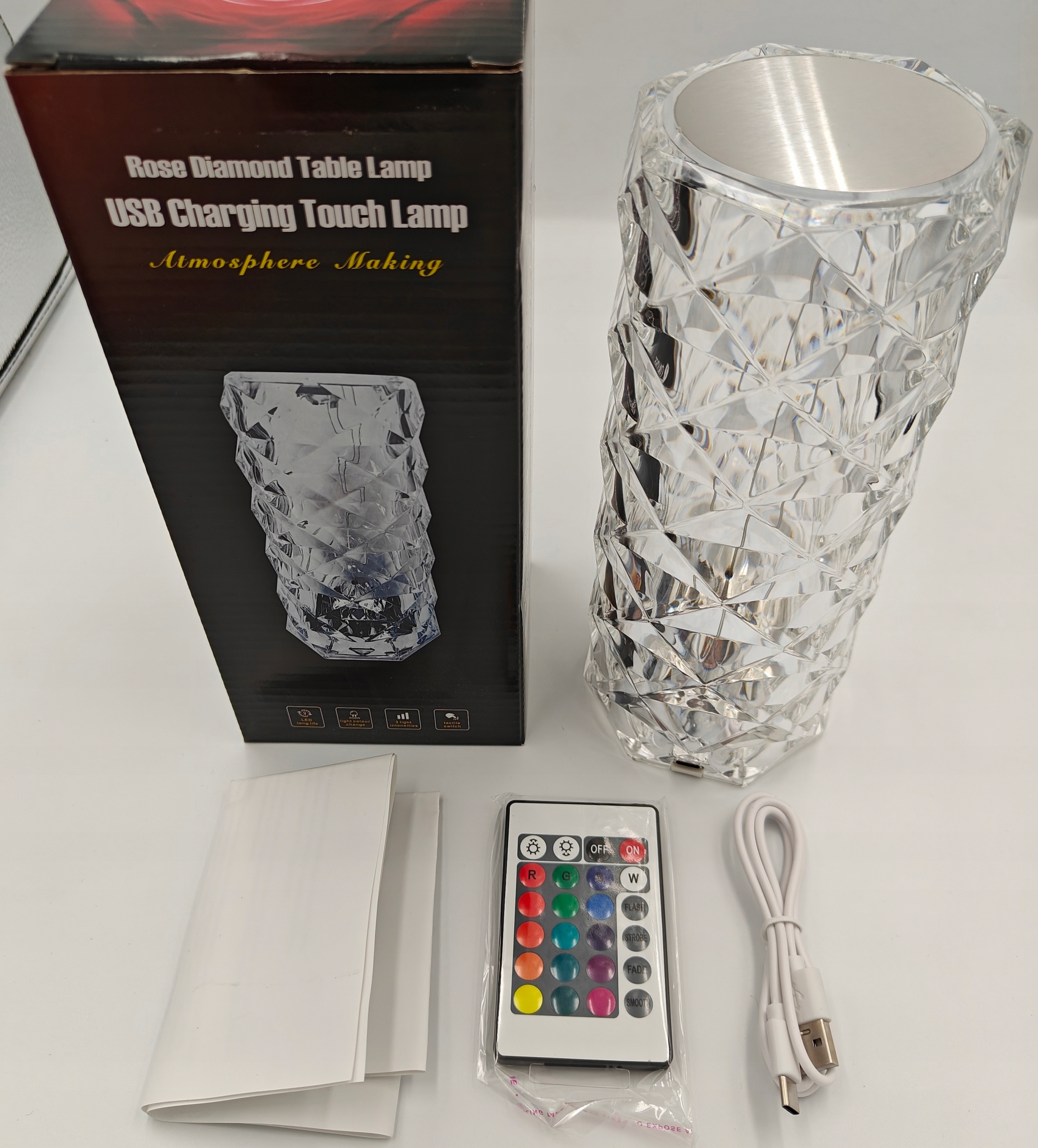 LAMPKA NOCNA RÓŻA PROJEKTOR RZUTNIK RÓŻY LED DO SYPIALNI NA BIURKO PREZENT Waga produktu z opakowaniem jednostkowym 0.493 kg