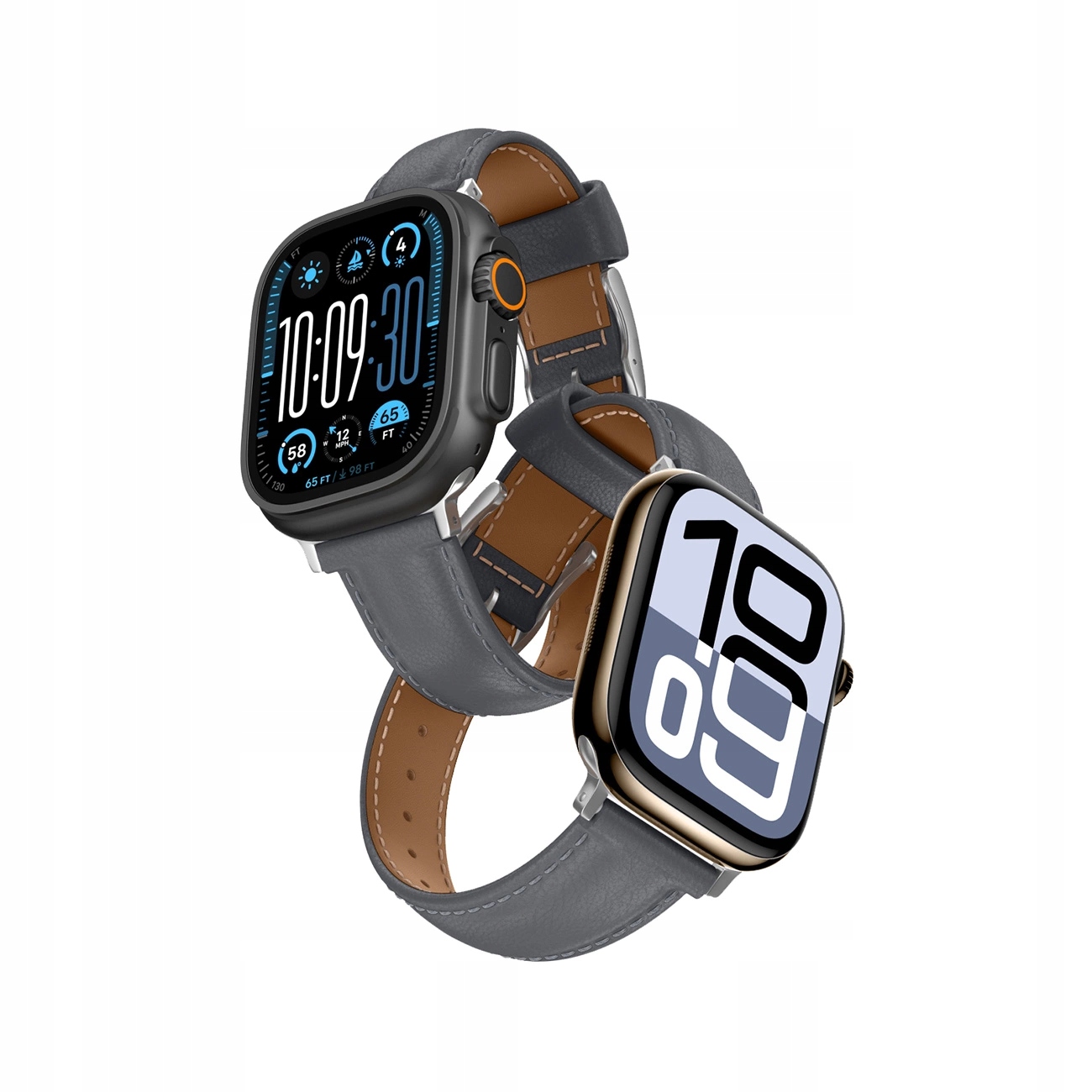 Kožený řemínek Amazingthing Class Band pro Apple Watch 45 46 49 mm ša