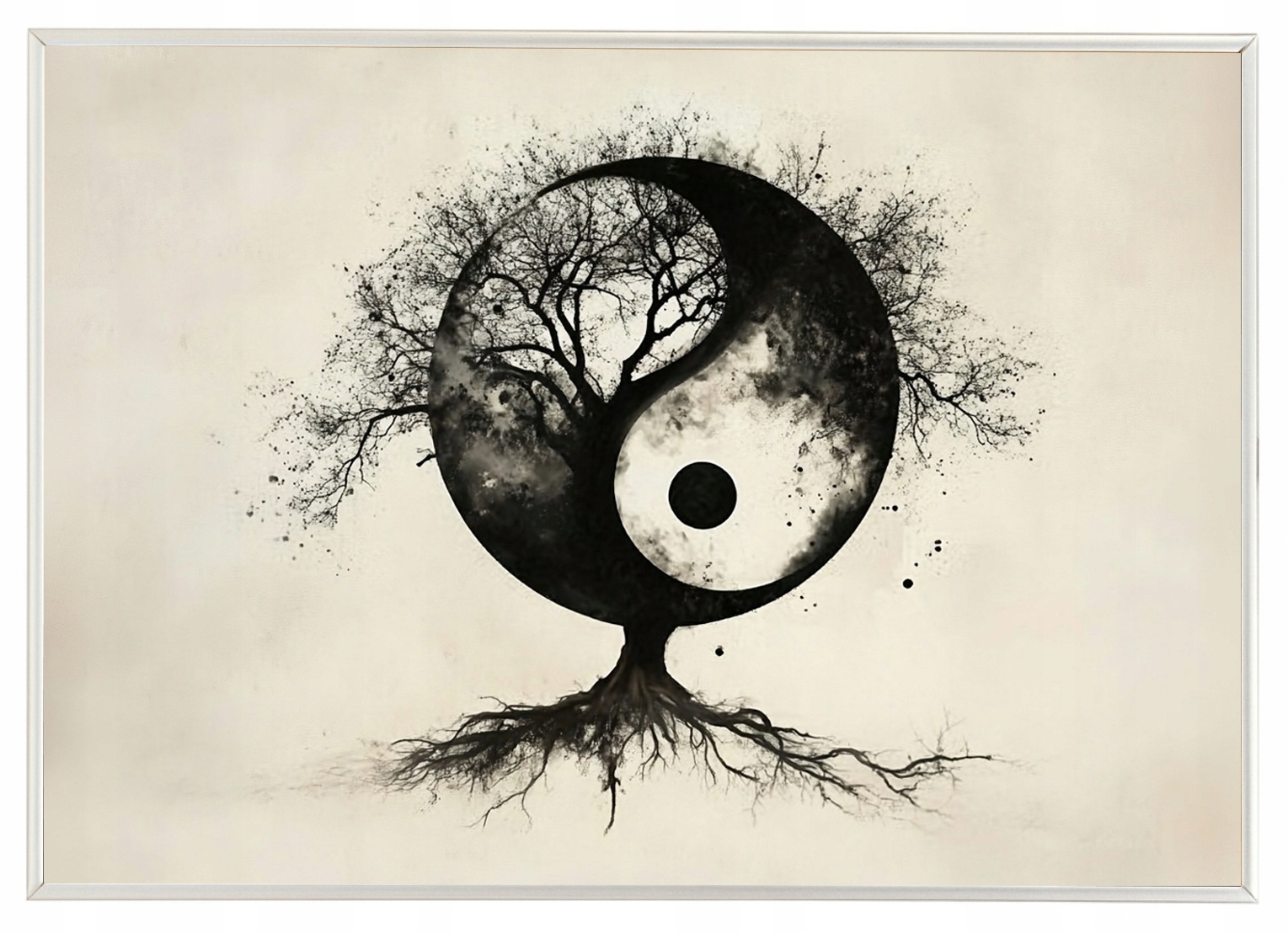 Plakát Rámeček Aluminium Grafika Asie Zen Harmonie Yin Yang Dřevo 100x70