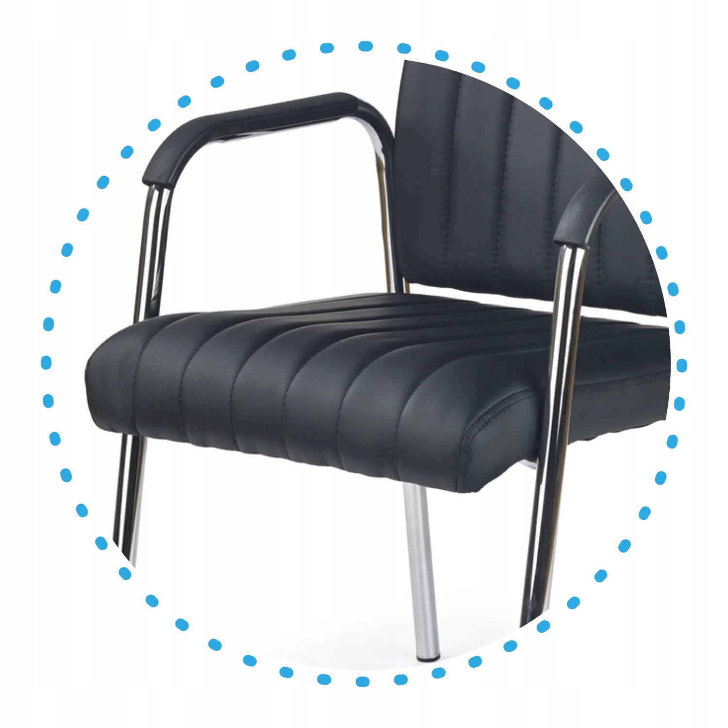 Krzesło Biurowe Konferencyjne EkoSkóra z Podłokietnikami Czarne VIGOR Głębokość mebla 58 cm