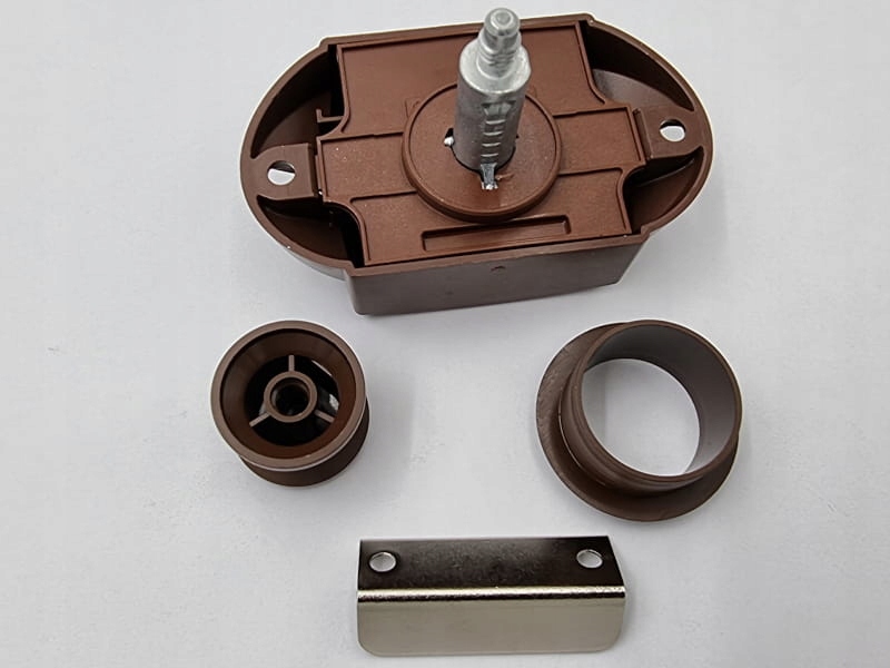 Zamek meblowy jednostronny do szafy przyczepy push-lock brązowy na pręty Marka Hafele