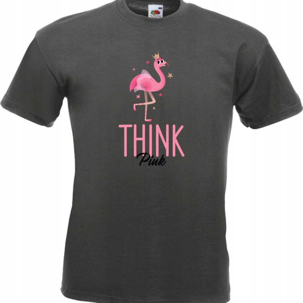 

Koszulka think pink flaming L grafitowa