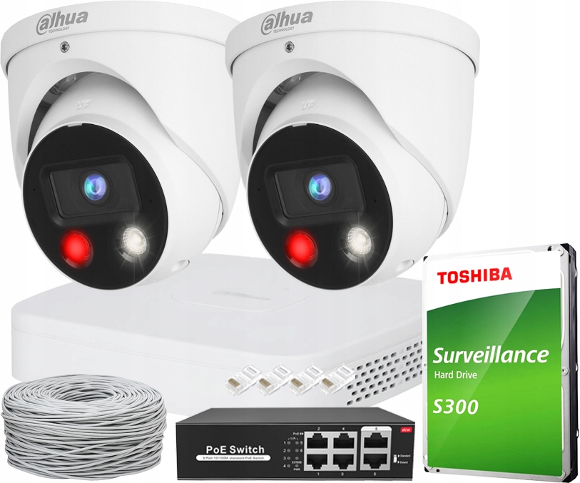 Vonkajšie Monitorovanie 2X Dahua 8MPX Ip Wizsense Ir/led 30M Rekordér